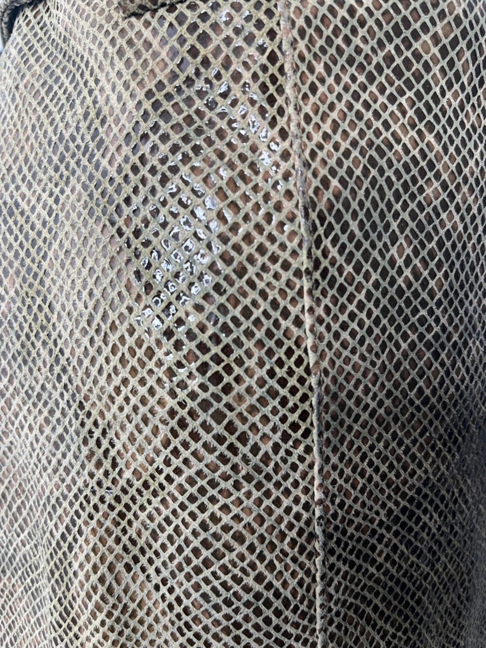 ZARA Button-Front Faux Snakeskin Mini Skirt in Olive Brown Sz Medium - Picture 5 of 7